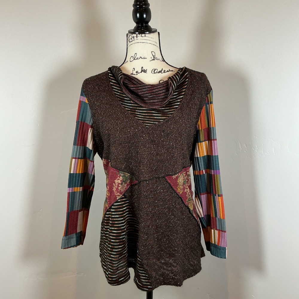 Ali Miles Multicolor Patchwork Tunic - image 1